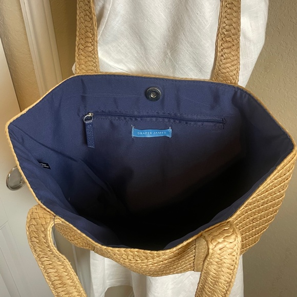 Draper James Everyday Straw Tote Bag Summer Coastal Beach Vacation - Picture 2 of 2